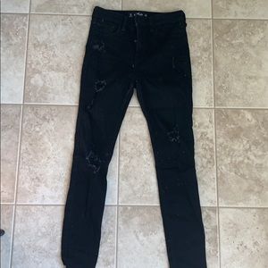 Black high rise super skinny jeans